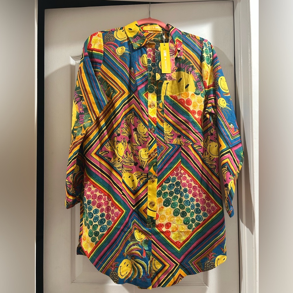 Farm Rio x Smiley Linen Romper size S